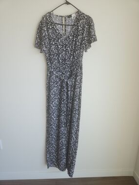 Women’s Black and White Floral Jumpsuit